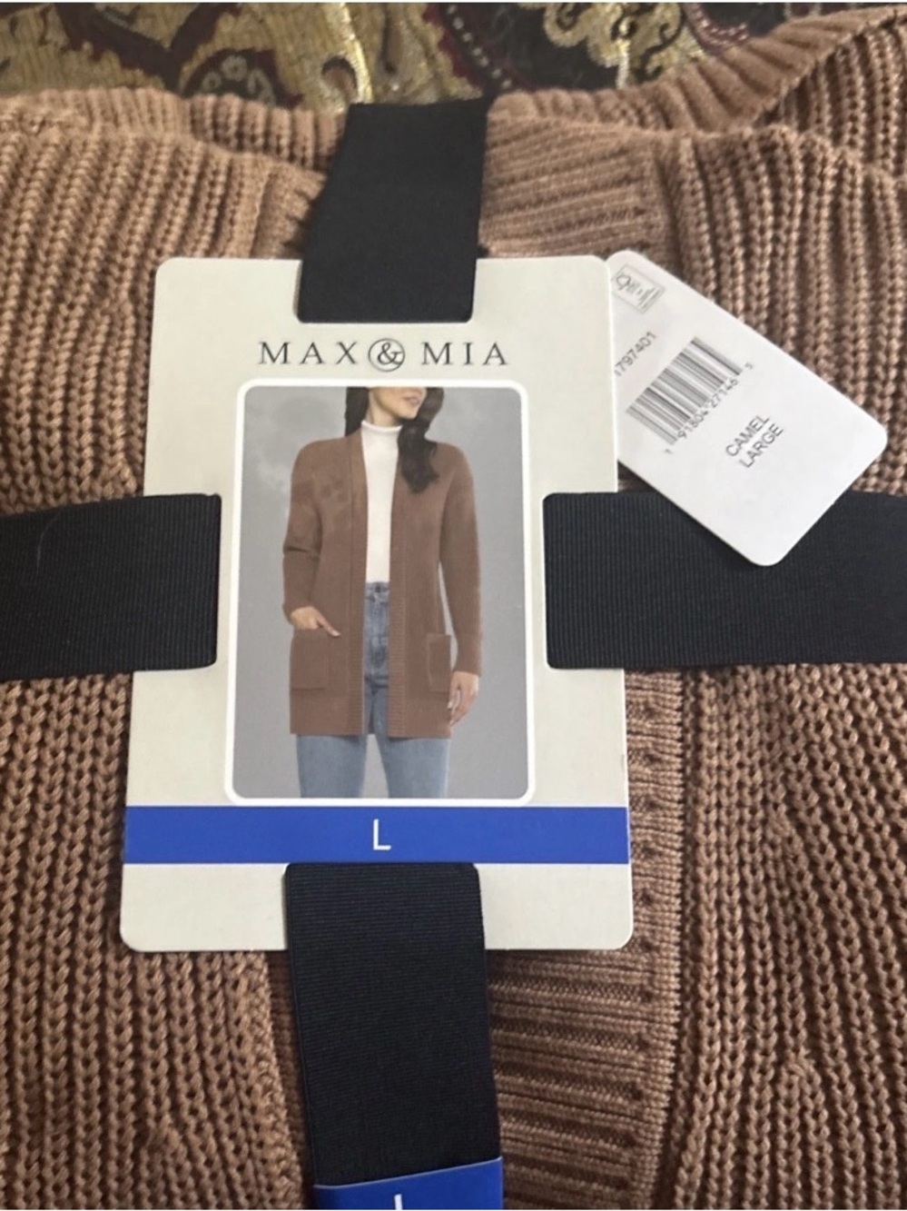 MAX & MIA Brown Open Cardigan - size L